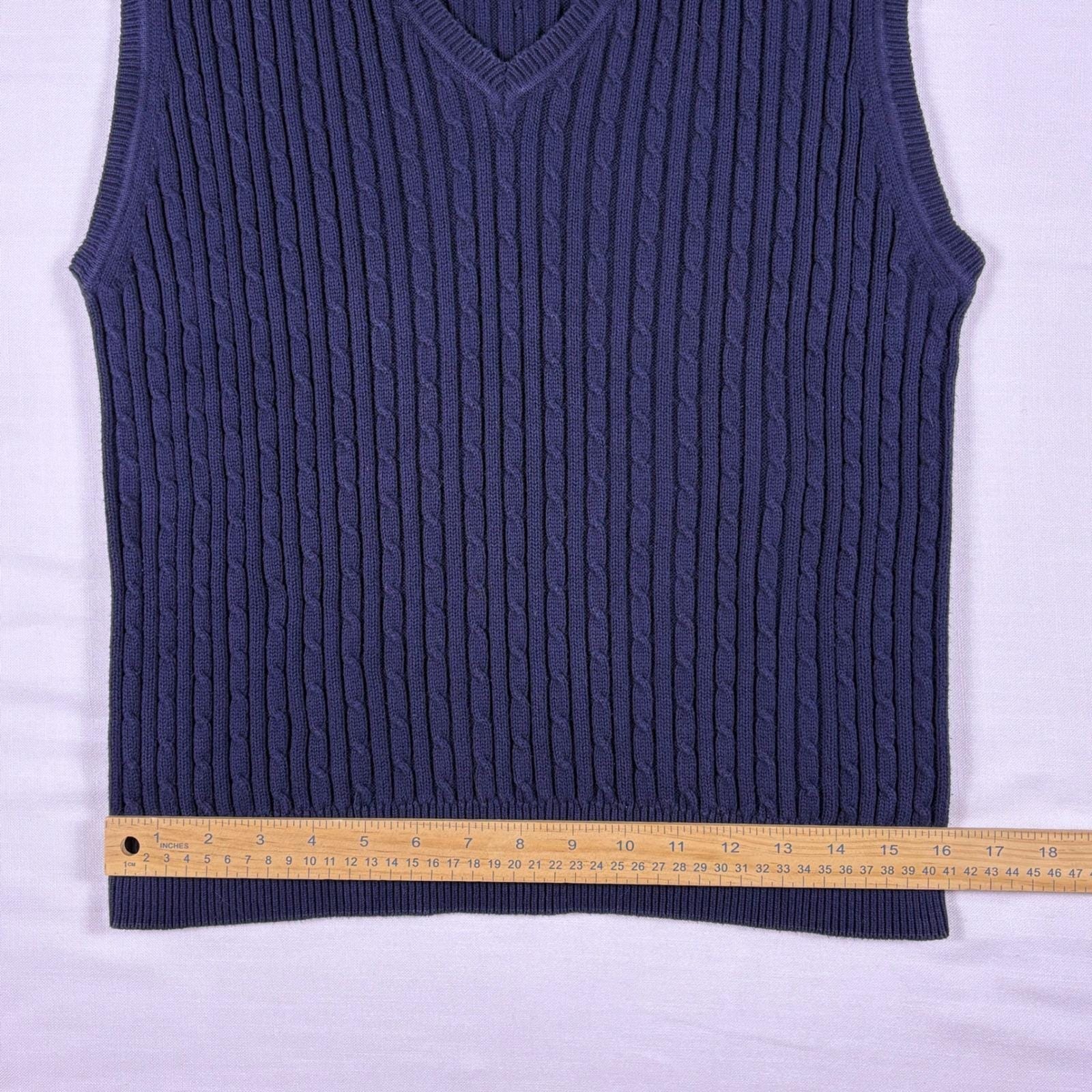 Vtg Article Cable Knit Sweater Vest Wmn S/M (Msr'd) Navy Preppy Dark Academia — image 7 of 8